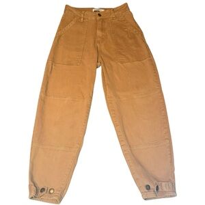 Small Los Angeles Tan Utility Cargo Pants Ankle Snap Streetwear Coachella